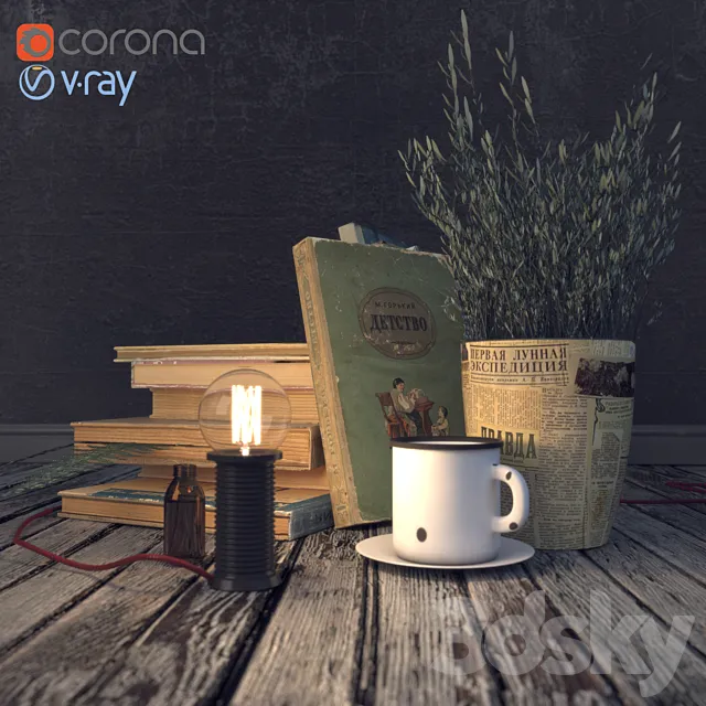 Decor with books 3ds Max