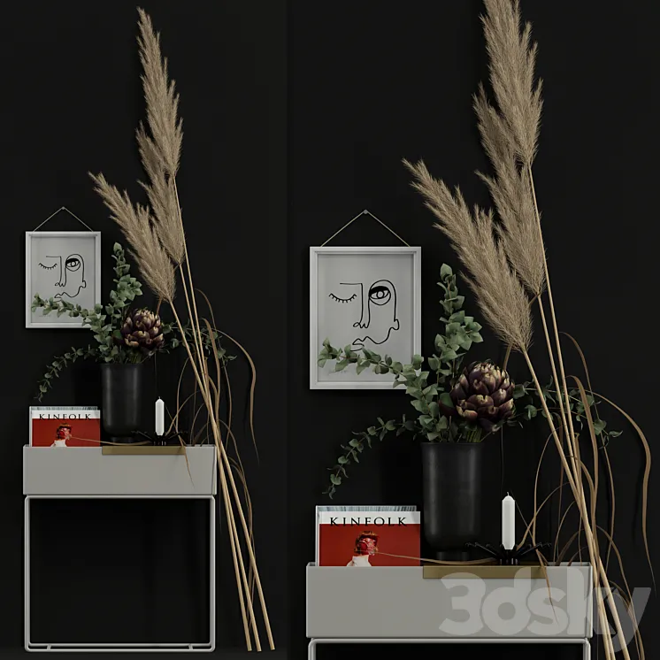 Decor with dry flowers 2 3DS Max