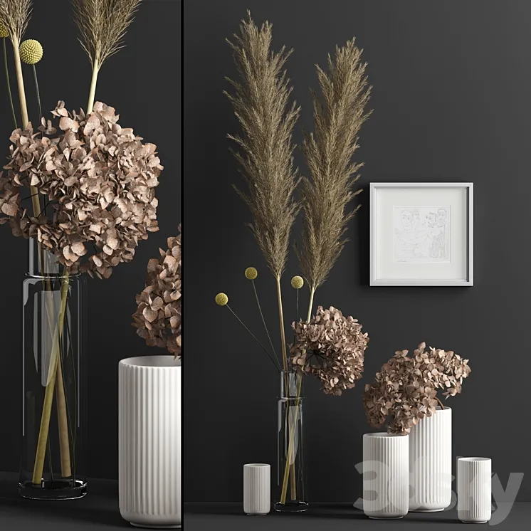 Decor with dry flowers 3DS Max