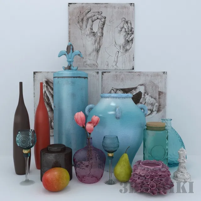 decoration – A set of vases and a jug from Arteva Decor 3ds Max