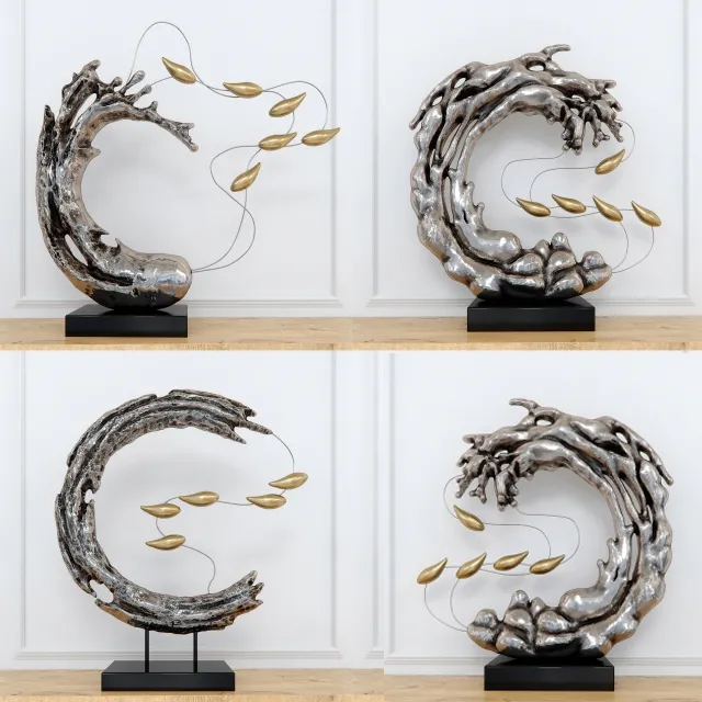 decoration – Abstract Resin sculpture with birds 3ds Max