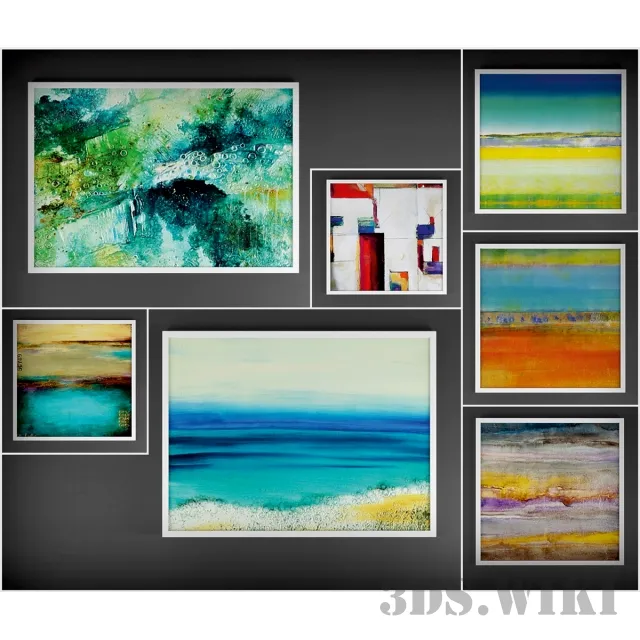 decoration – Abstraction – set of paintings 3ds Max