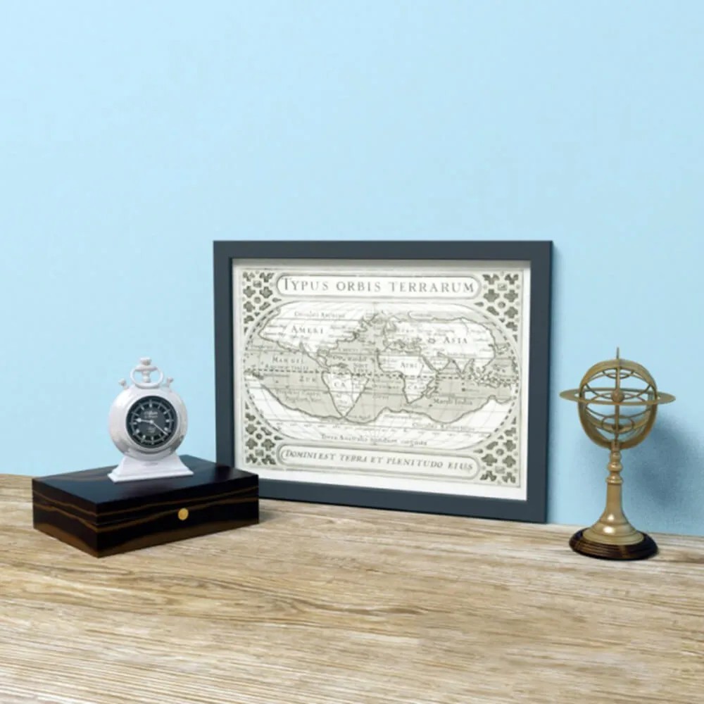 decoration – Antique world map and clock 3ds Max