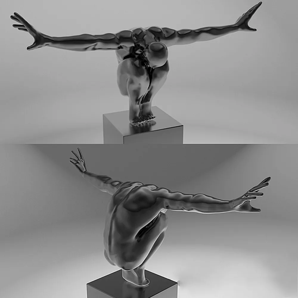 decoration – Athlete – black sculpture 3ds Max