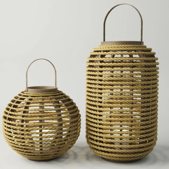 decoration – Bamboo and Jute Lanterns 3ds Max