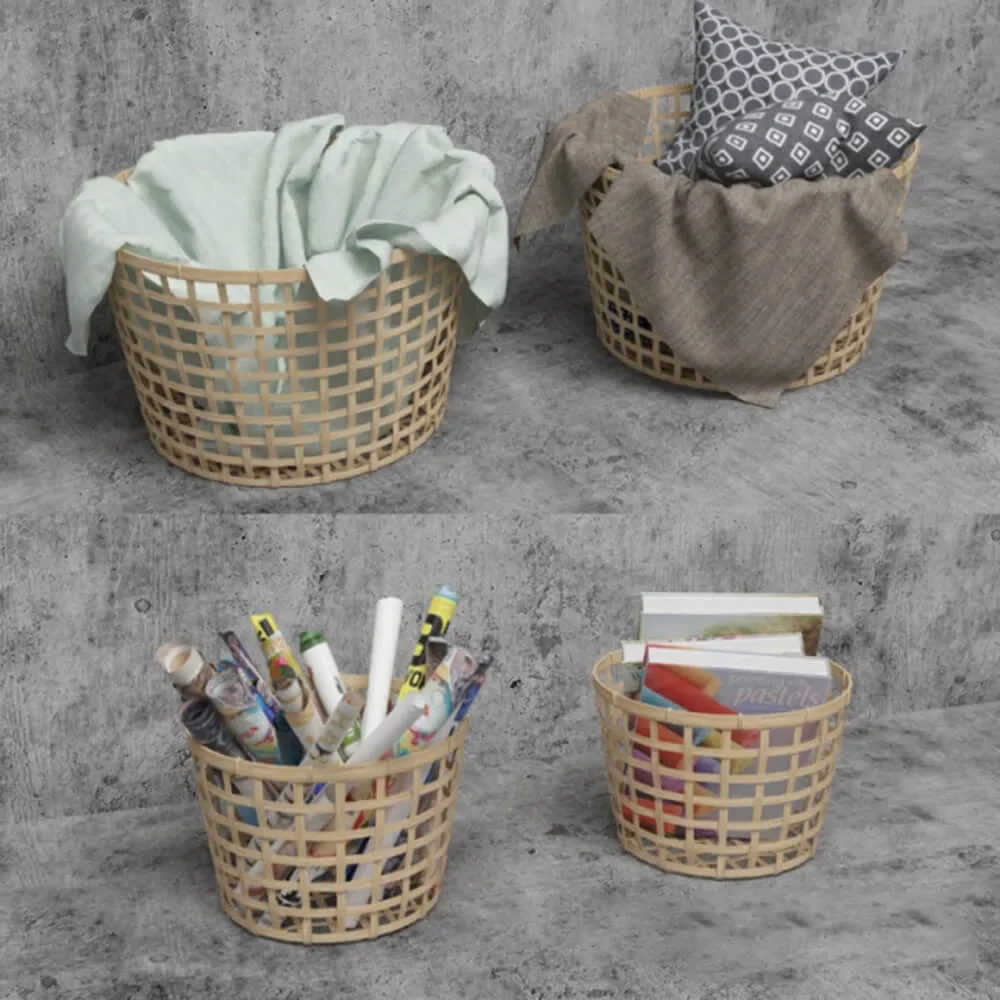 decoration – Baskets books pillows felt-tip pens etc. 3ds Max