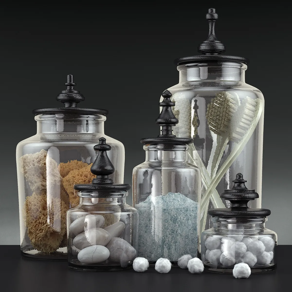 decoration – Bathroom decoration jars set 3ds Max