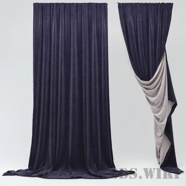decoration – Beautiful blue curtains 3ds Max