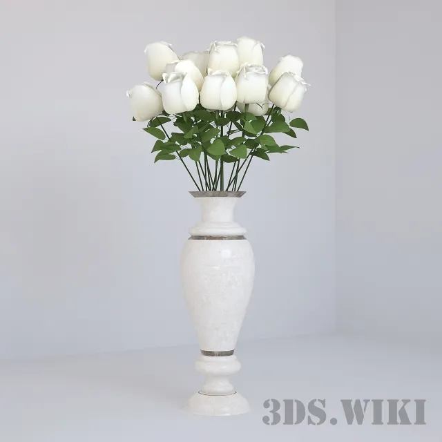 decoration – Beautiful bouquet of white roses in a vase 3ds Max