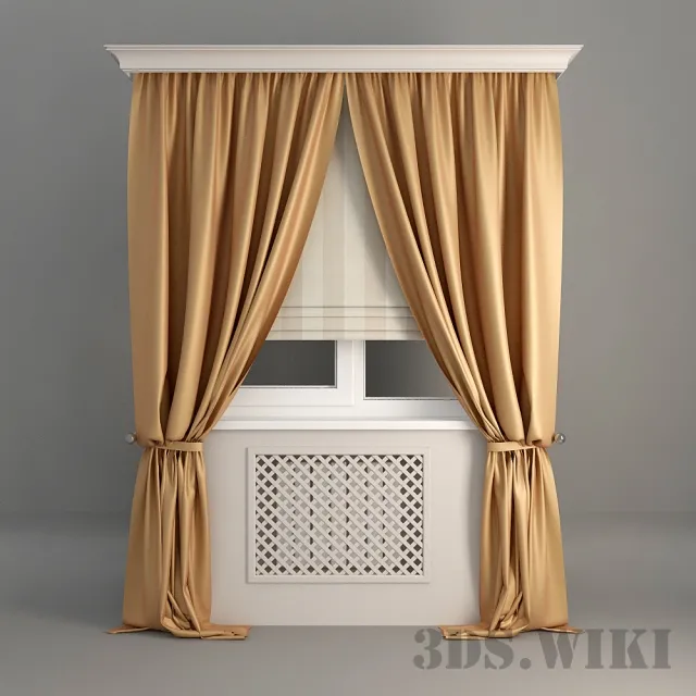 decoration – Beautiful curtains combined with a Roman blinker 3ds Max