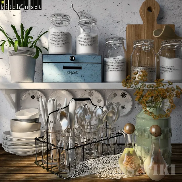 decoration – Beautiful decorative set of kitchen utensils 3ds Max