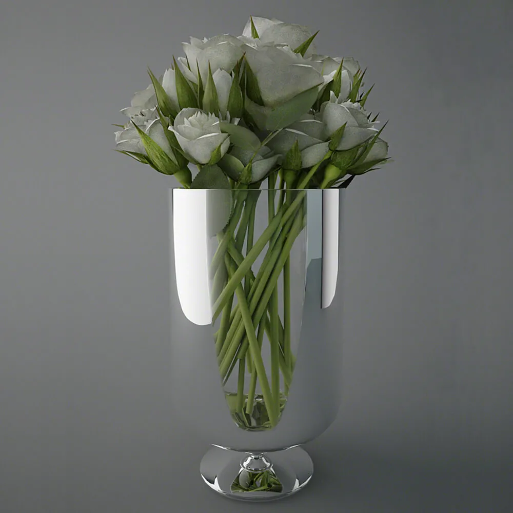 decoration – Beautiful flowers in a glass vase 3ds Max