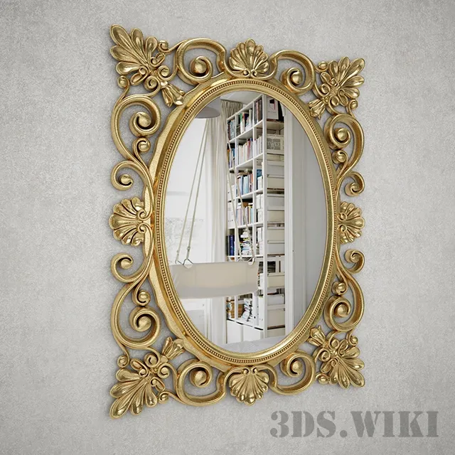 decoration – Beautiful mirror in a golden baguette 3ds Max