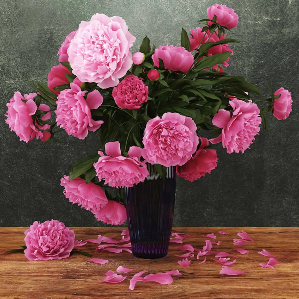 decoration – Beautiful pink peonies 3ds Max