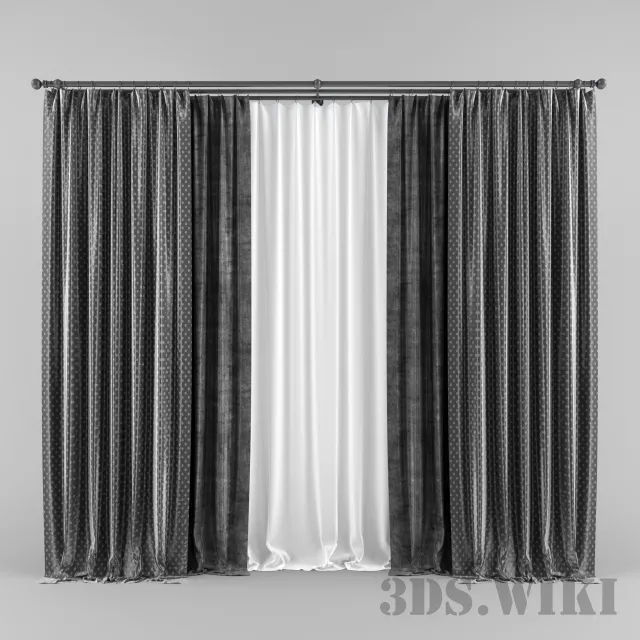 decoration – Beautiful three-layer curtains 3ds Max