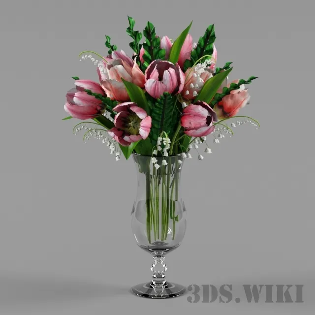 decoration – Beautiful tulips – designer bouquet 3ds Max