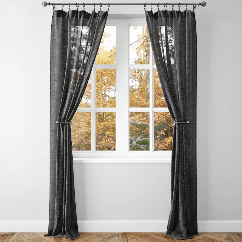 decoration – Belgian flax linen sheer drape 2 – Pottery Barn 3ds Max