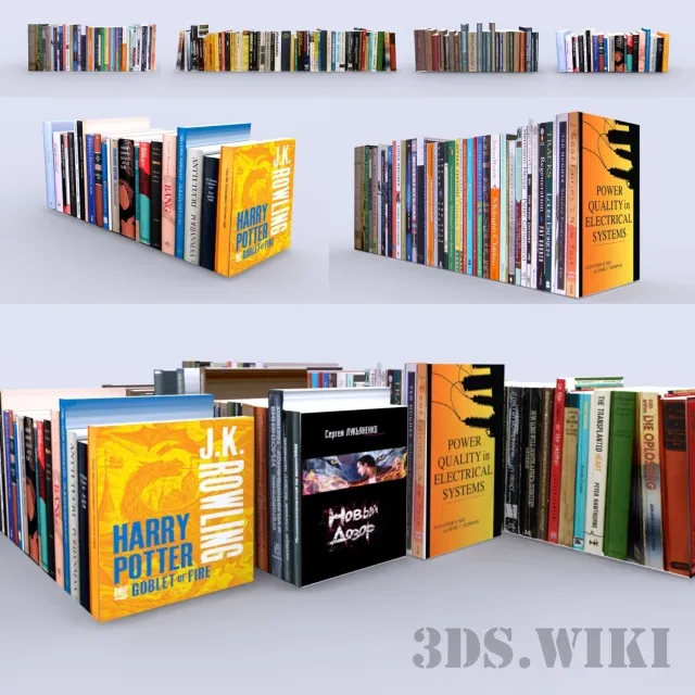 decoration – Big set of books 3ds Max