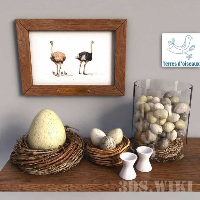 decoration – Birds nest and eggs 3ds Max
