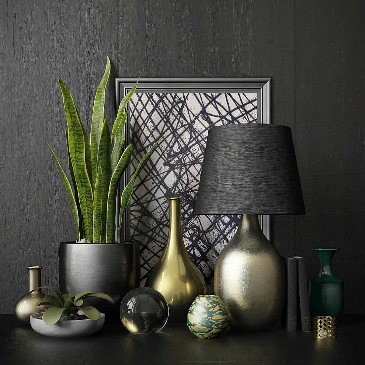 decoration – Black decorative set 88 3ds Max