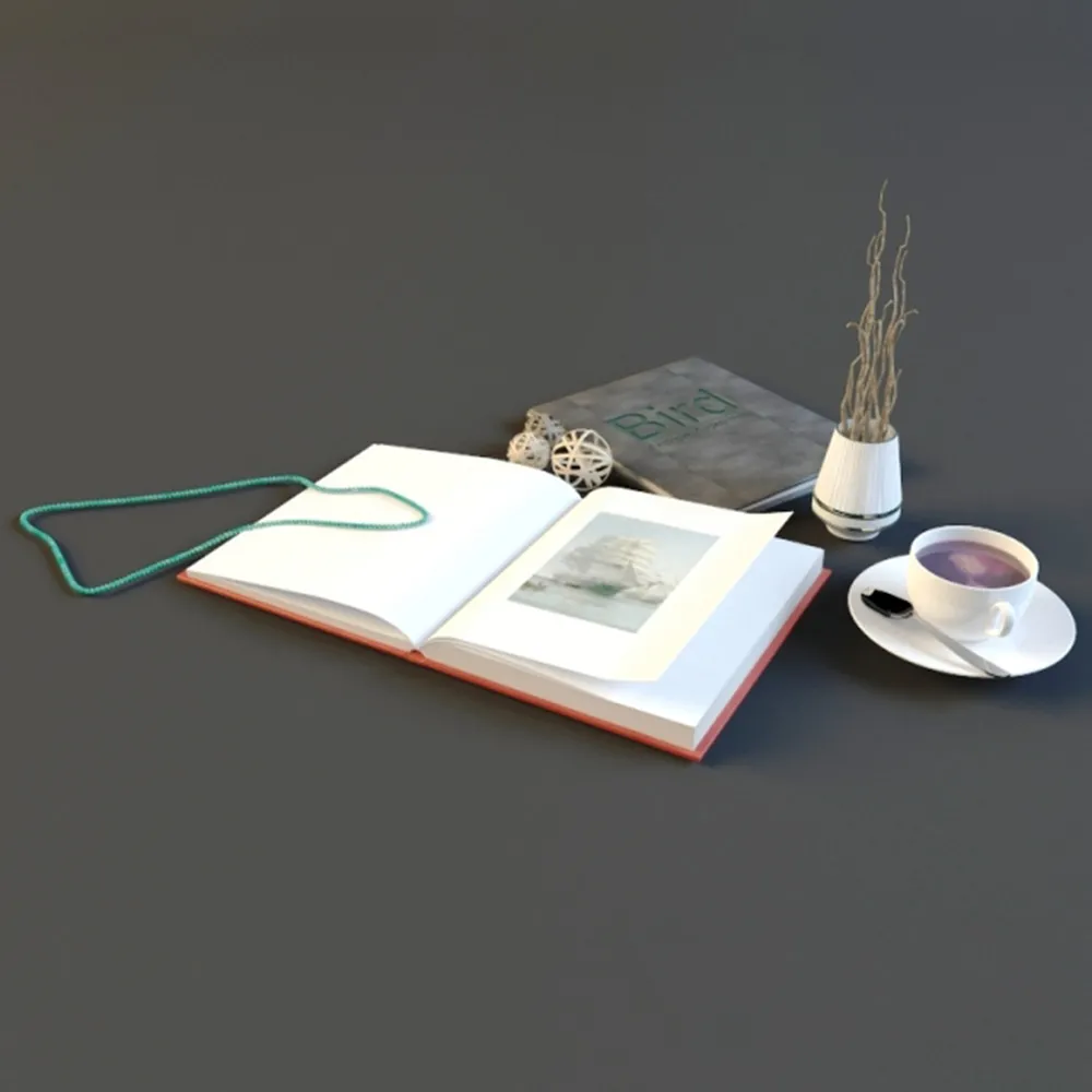 decoration – Books and coffee 3ds Max