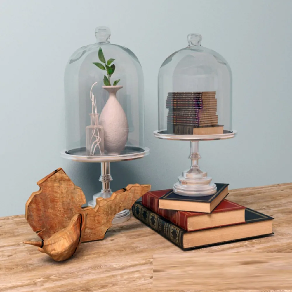 decoration – Books flasks and a vase with a plant 3ds Max