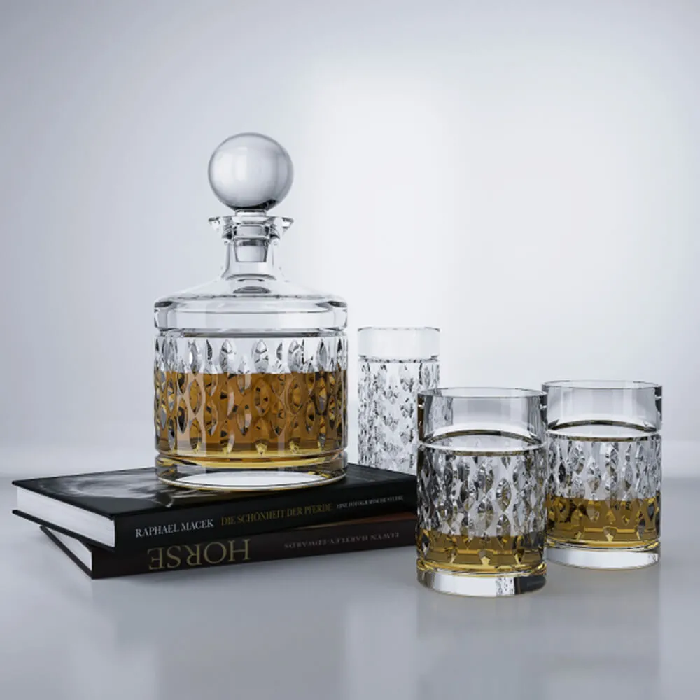 decoration – Books whiskey and a set of whiskey glasses 3ds Max