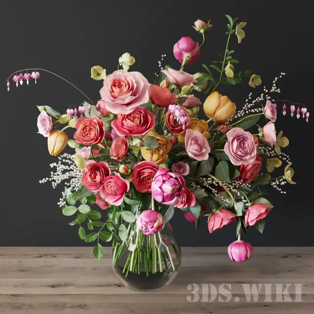 decoration – Bouguet assorted with roses 3ds Max