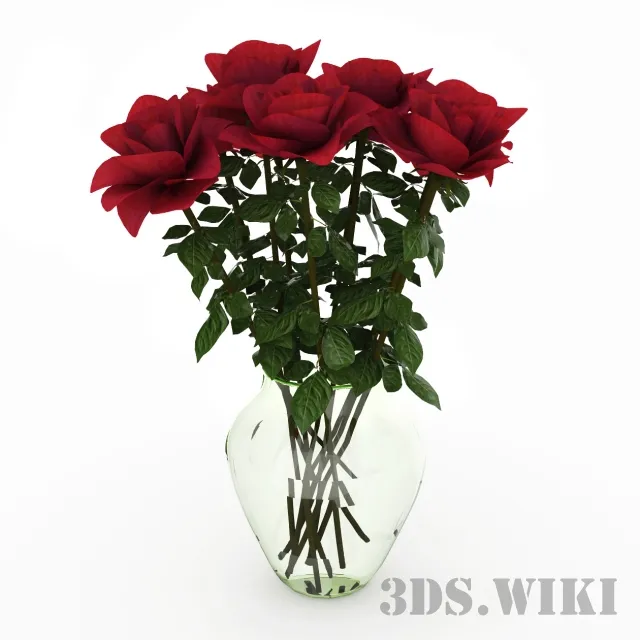 decoration – Bouquet of roses in a glass vase 3ds Max