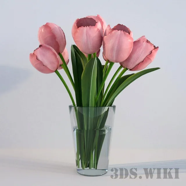 decoration – Bouquet of tulips in a glass vase 3ds Max