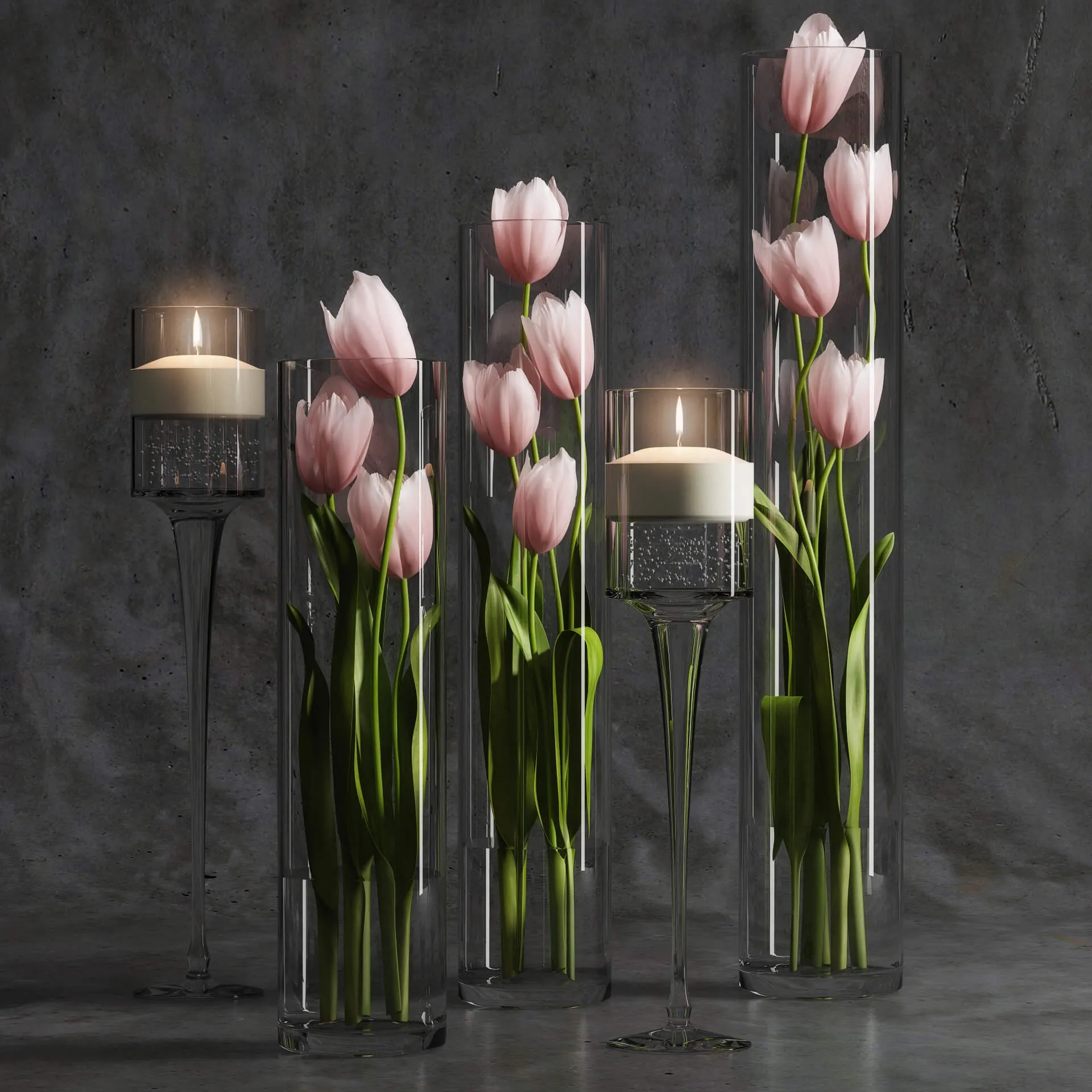 decoration – Bouquet of tulips in a vase 3 3ds Max