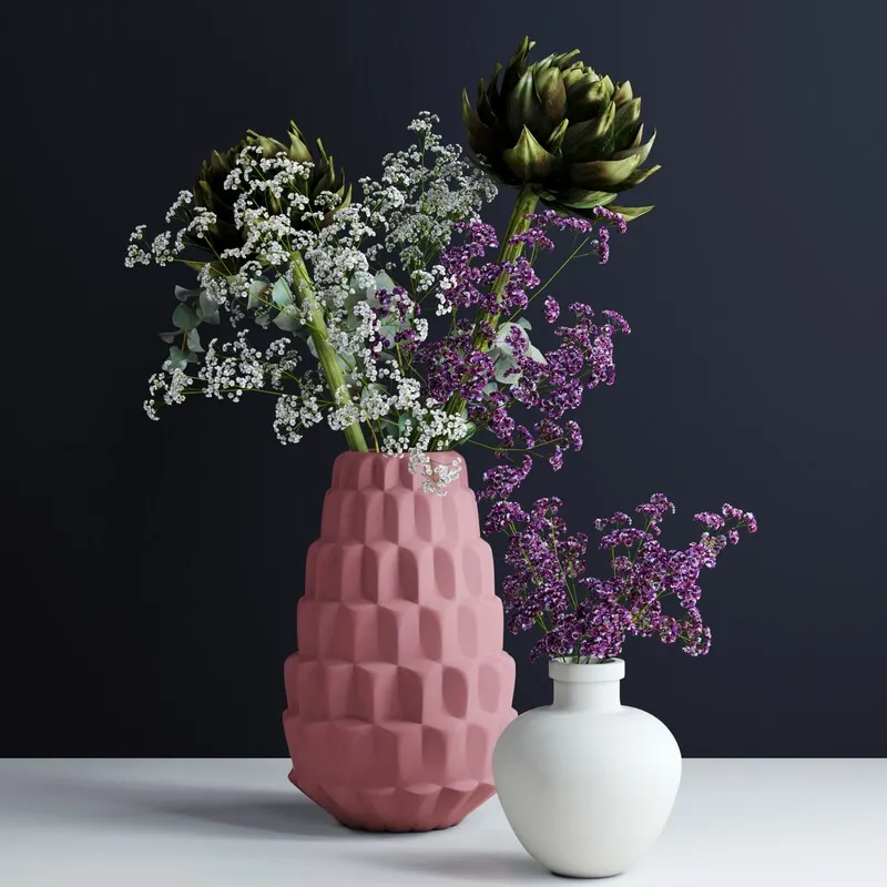 decoration – Bouquets in  vases 3ds Max