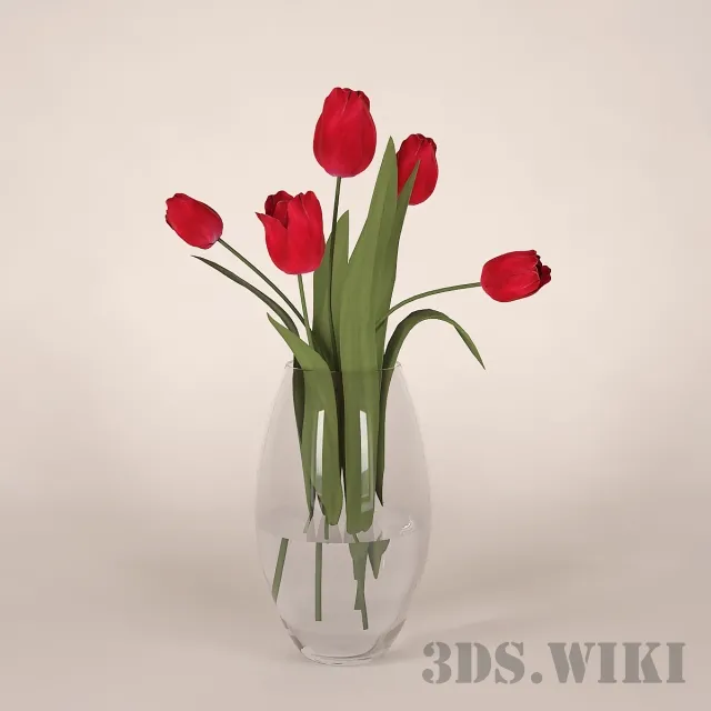 decoration – Bouquets of tulips in a glass vase 3ds Max