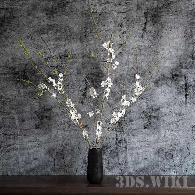 decoration – Branches of flowering trees in a vase 3ds Max