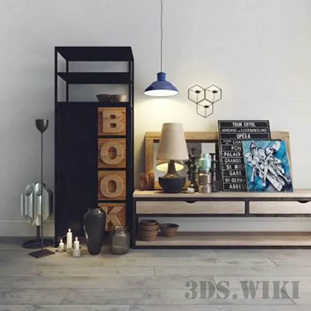 decoration – Cabinet shelving and decor 3ds Max