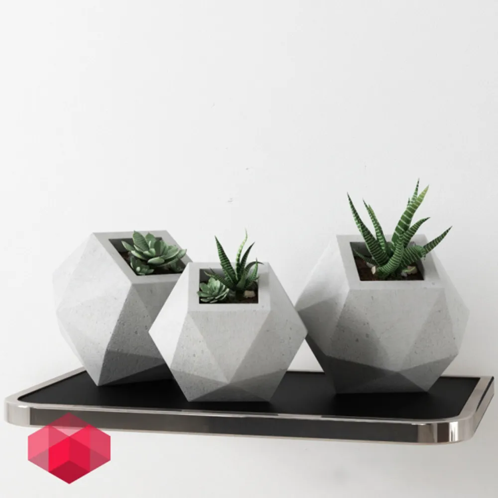 decoration – Cacti in vases 3ds Max