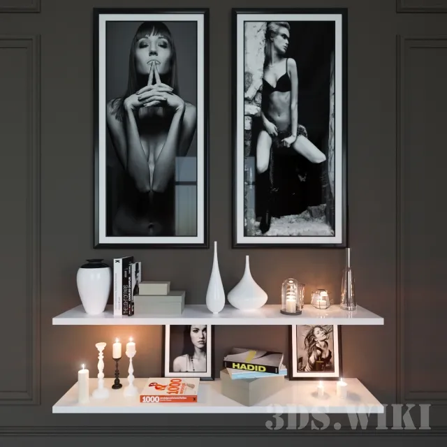 decoration – Candle lamps vases books pictures … 3ds Max
