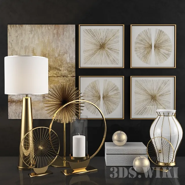 decoration – Candle vase table lamp and paintings 3ds Max