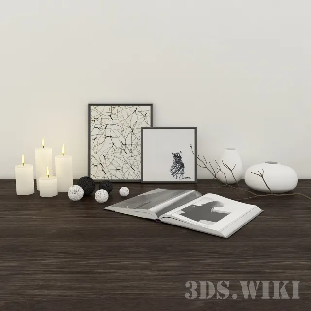 decoration – Candles book pictures vases and other interior items 3ds Max