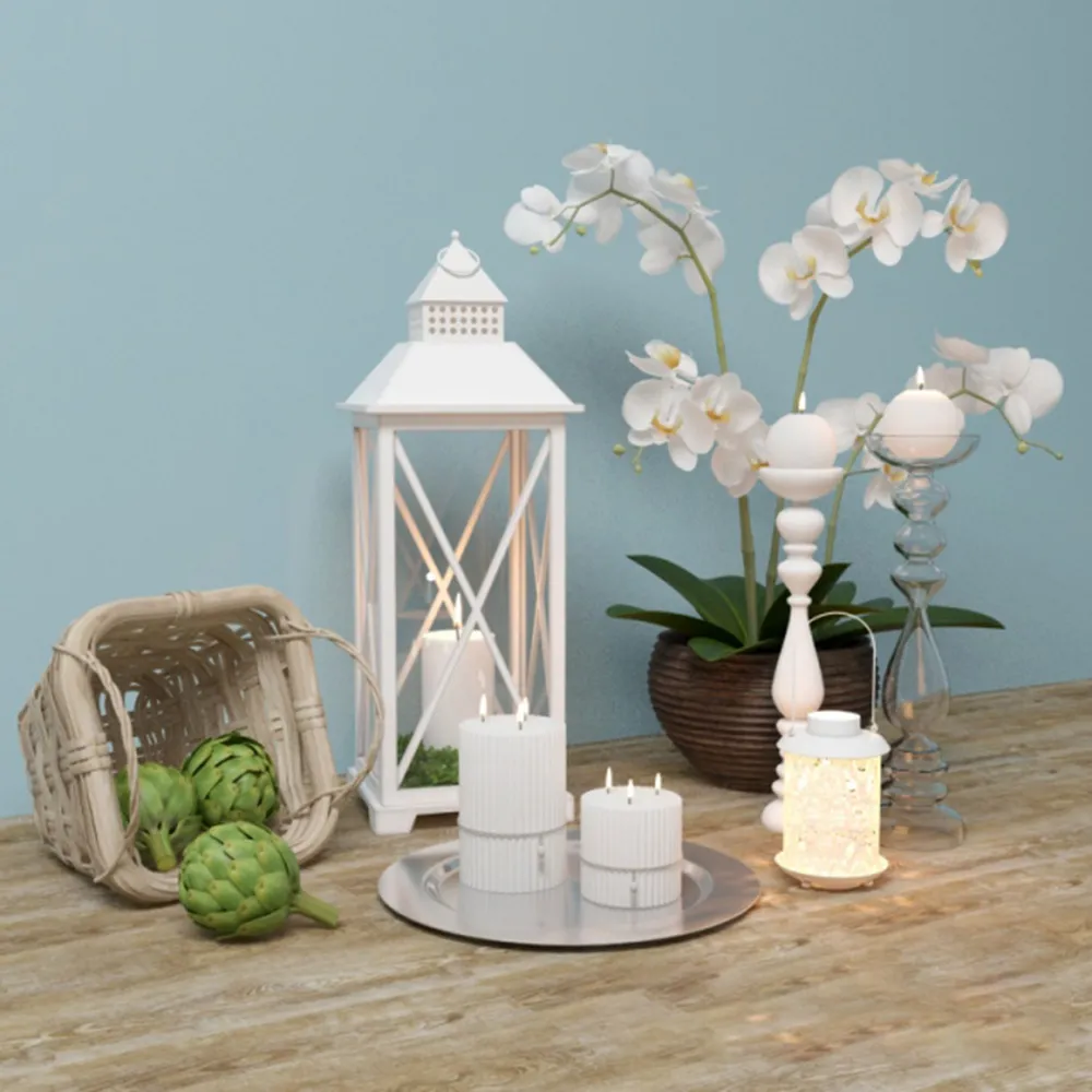 decoration – Candles flowers and other interior items 3ds Max