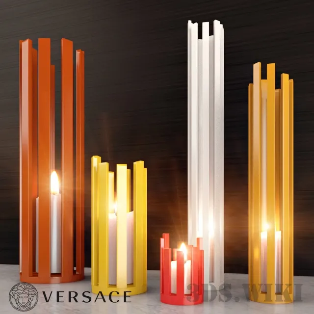 decoration – Candles with beautiful candlesticks 3ds Max