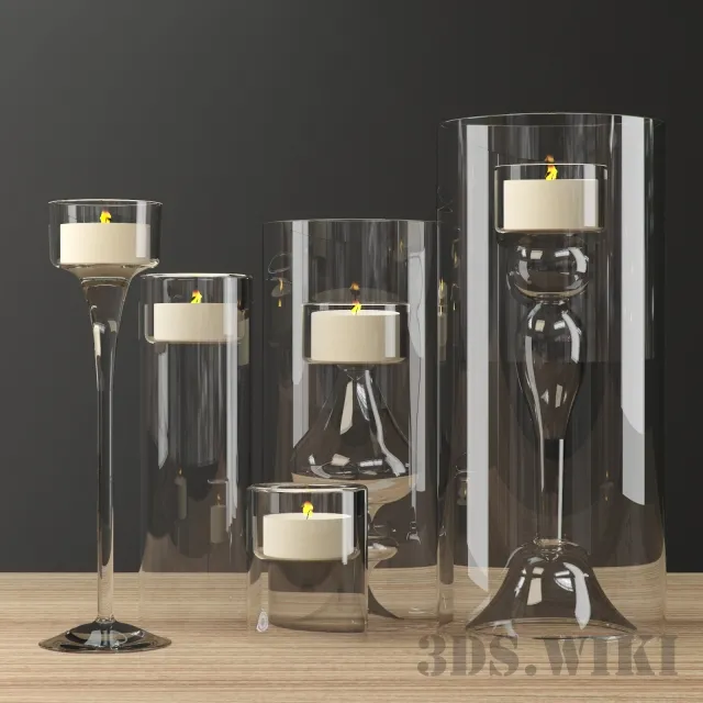 decoration – Candles with beautiful candlesticks 3ds Max