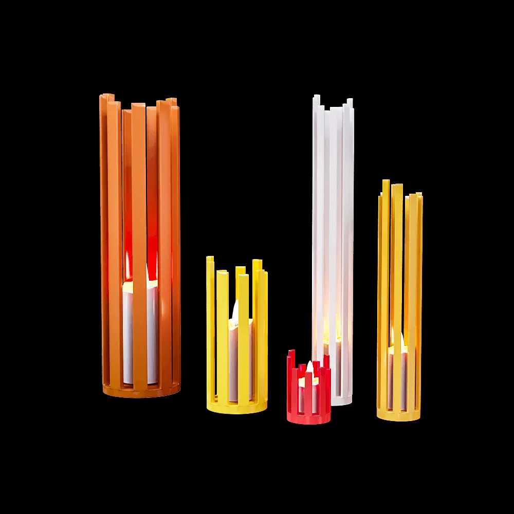 decoration – Candles with beautiful candlesticks 3ds Max