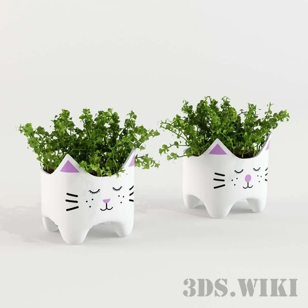 decoration – Cat Pot Plants 3ds Max