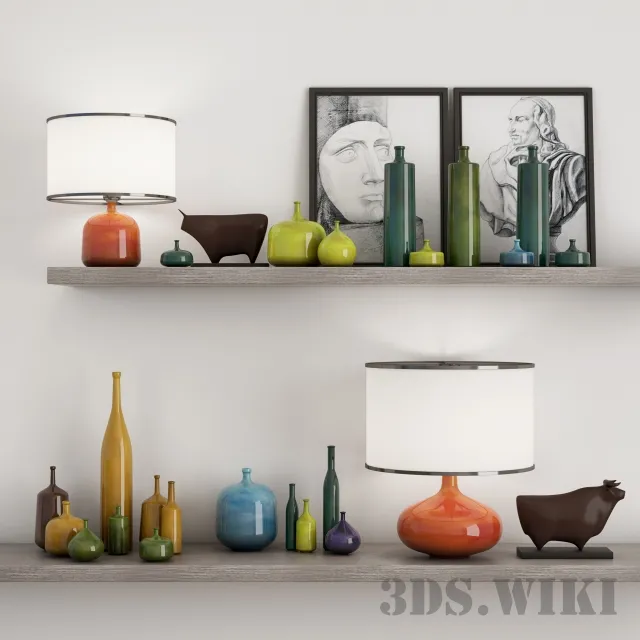 decoration – Ceramic vases table lamps figurines and pictures 3ds Max