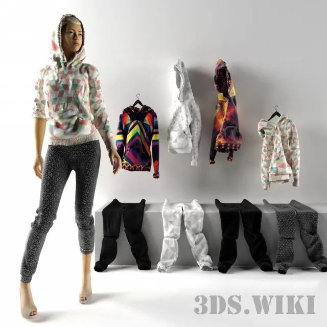 decoration – Chic Geometric Print Hoodie 3ds Max