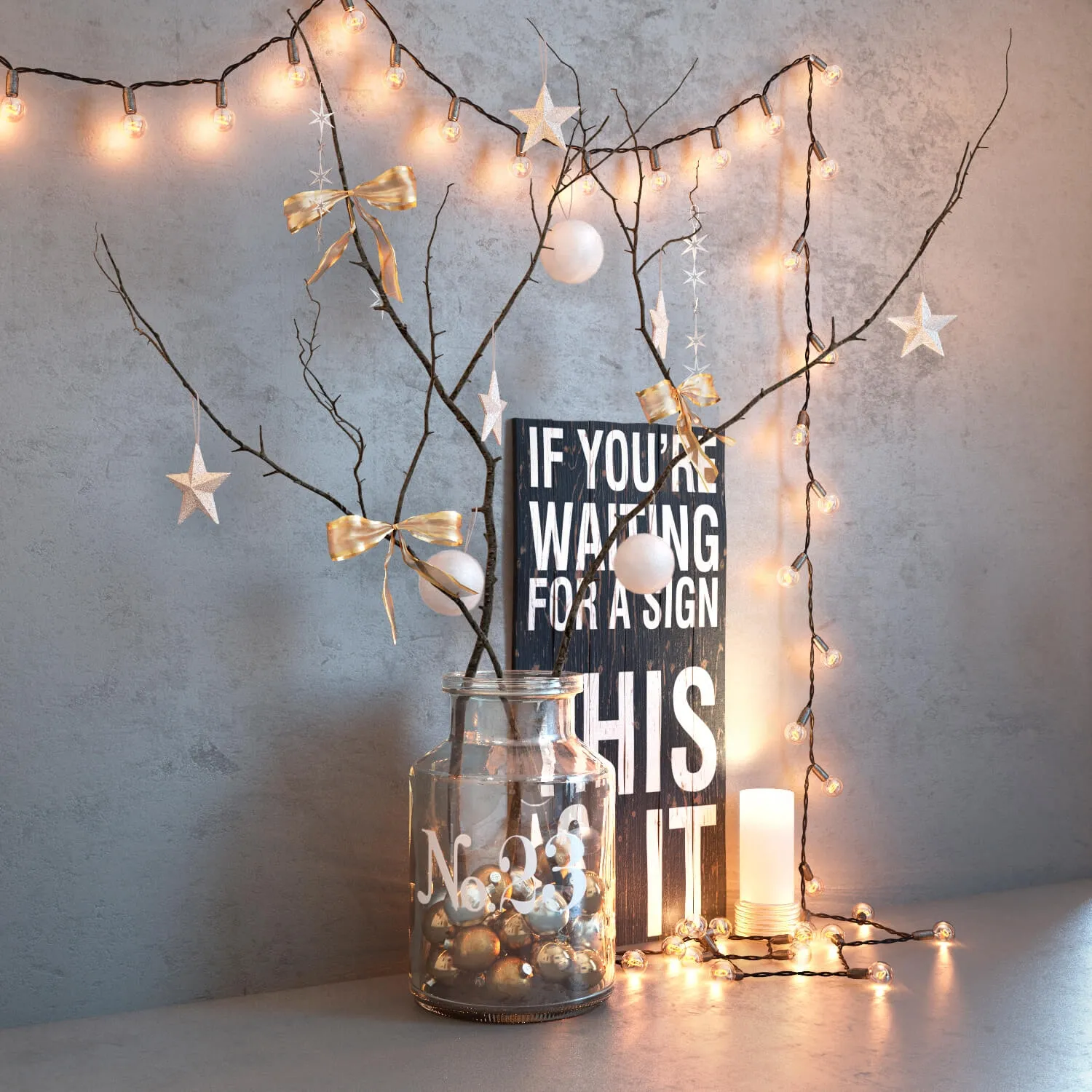 decoration – Christmas decoration with garland 3ds Max