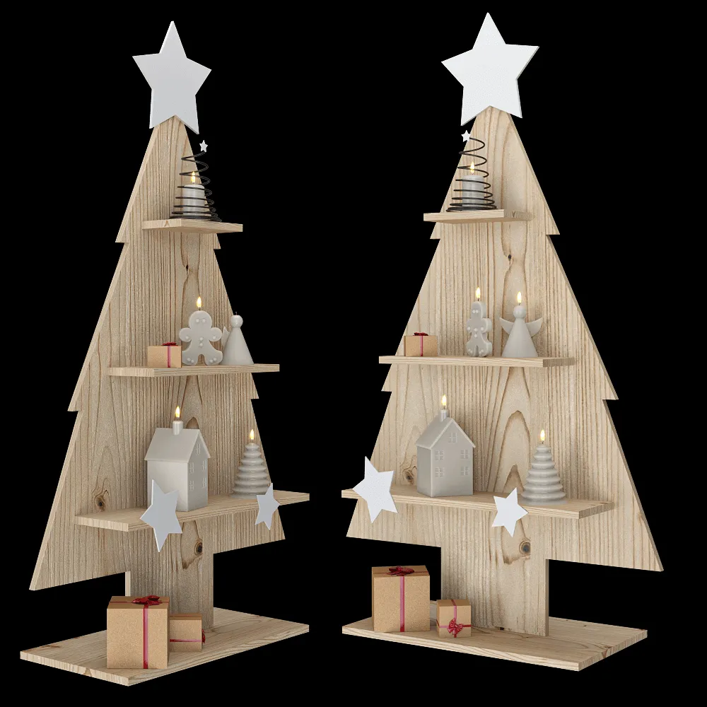 decoration – Christmas tree and candles 3ds Max
