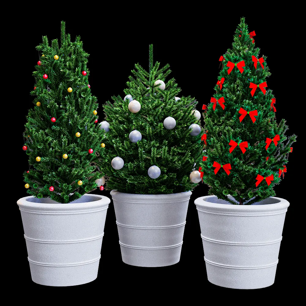 decoration – Christmas tree in a pot 3ds Max