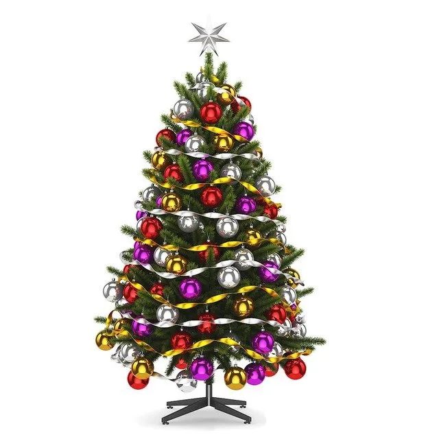 decoration – Christmas tree with silver serpentine 3ds Max